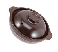 PLAFOPE Small Ceramic Clay Pot with Lid for Home Cooking, Heat Resistant Earthenware Stew Pot Suitable for Gas Stove, Kitchen Cookware for Rice Noodles and Soup