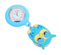 PLAFOPE Soft Silicone Nurse Lapel Watch Owl Fob Watches for Nurses Owl Sky Blue Stretchable Precision Quartz Movement Simple Style Setting