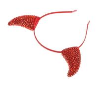 PLAFOPE Sparkling Rhinestone Devil Horns Headband with Comfortable Material and Easy to Wear Design, Red Plastic and Metal Demon Horn Headpiece for Halloween Party and Carnival