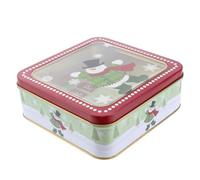 PLAFOPE Square Red Tinplate Candy Box with Plastic Film, Lightweight and Fine Workmanship for Christmas Baking and Decoration, Stylish Party Candy Packing Box,