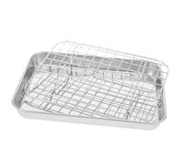 PLAFOPE Stainless Steel Baking Pan and Wire Rack Oven Safe Baking Sheet Cooling Tray for Roasting Chicken Meat Fish Vegetables Dishwasher Safe for Home and Bakery Use