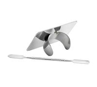 PLAFOPE Stainless Steel Makeup Foundation Mixing Plate with Spatula, Easy to Use Cosmetic Palette for Pigments Mixing, Silver Colour with Ring the Back, for Professional Makeup Artists
