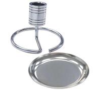 PLAFOPE Stainless Steel Moxa Stick Holder with Round Tray Heat-Resistant Moxa Roll Burner Rack for Home Use Ash Collection Base Moxibustion Accessory