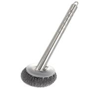 PLAFOPE Stainless Steel Pot Brush with Long Handle, Lightweight and Easy to Clean Kitchen Scrubber for Washing Pots and Dishes, Sturdy Silver Cleaning Brush for Household Use