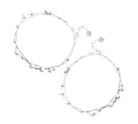 PLAFOPE Star Bracelets Comfortable Feel Beaded Design Double Layered Adjustable 2pcs Sterling Silver Wrist Jewelry for Women and Teen Girls Daily Wear and Dates