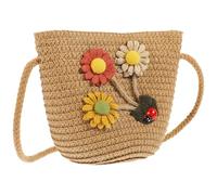 PLAFOPE Straw Woven Crossbody Bag for Little, Portable Storage Pouch with Lovely Ladybug Design, Practical and Versatile Straw Rope Material, for Leisure Walking and Going for Parties