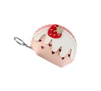 PLAFOPE Strawberry Coin Purse Change Cards Storage Pouch Lovely Chic Pu Leather Zipper Keychain Bag Convenient to Carry Organizing Coins School Journey