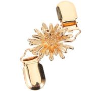 PLAFOPE Sweater Clip Functional for Fixing Sweaters and Shawls for Women Metal with Beautiful Flower Design Golden Cardigan Brooch Clip