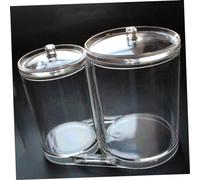 PLAFOPE Transparent Dual Acrylic Makeup Organizer Box with Lid Large Capacity Cotton Swab and Cotton Pad Holder for Vanity Portable Cosmetic Storage Case for Travel and Daily Use