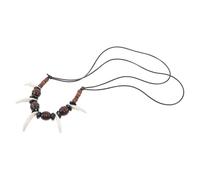 PLAFOPE Tribal Wolf Fang Necklace for Men Adjustable Handmade Beaded Wax Cord Pendant Necklace White Hip-hop Male Neck Decoration