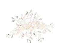 PLAFOPE Unique Pearl Diamond Hair Comb for Wedding Fashionable Headdress Ideal Present for Ladies Silver