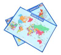 PLAFOPE Usa World Map Poster for Wall Decoration and Learning, UV Paper Material, Not Easy to Fade, Suitable for Household Learning and Teens Room, Simple and Generous Style,