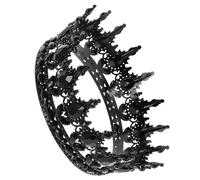 PLAFOPE Vintage Black Baroque Bride Crown Rhinestone Tiara Wedding Headband Gothic Crystal Queen Princess Hair Accessory for Birthday Prom Halloween Pageant