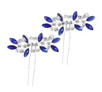 PLAFOPE Vintage Blue Rhinestone Hairpins U-shaped Non-slip Hair Fork for Brides Bridesmaids Wedding Party Elegant Crystal Hair Accessories for Women