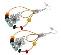 PLAFOPE Vintage Boho Flower Dangle Earrings for Women Turquoise Beaded Handmade Ethnic Statement Jewelry Lightweight for Parties and Weddings