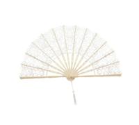 PLAFOPE Vintage Lace Fan Portable Black Hand Fan Beige Bamboo