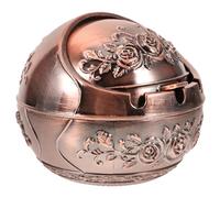PLAFOPE Vintage Rose Pattern Aluminum Alloy Ashtray with Cover Decorative Tabletop Ashtray for Home Office Indoor and Outdoor Use Retro Style Smoking Accessory with Soot-blocking Lid