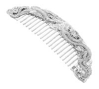 PLAFOPE Vintage Silver Dragon Phoenix Hair Comb for Men and Women, Wide Tooth Hairstylist Essential, Japanese-style Jewelry Comb for Wet and Curly Hair Grooming, Barber Accessories for Daily Styling