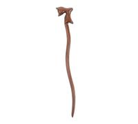 PLAFOPE Vintage Solid Wood Cat Hair Stick Elegant Golden Sandalwood Chignon Pin for Women Handmade Carved Bun Hair Accessories with Cute Cat Design