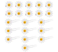 PLAFOPE White Daisy Hair Clips and Alloy Hair Combs for Women 20pcs and Silk Cloth and Charming Floral Accessories for Photo Shoots