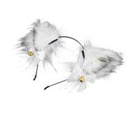 PLAFOPE White Fox Ears Headband for Women Cosplay Headdress with Artificial Wool and Cloth, Stylish and Chic Foxes Ears Hair Band Suitable for Party Decoration