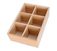 PLAFOPE Wooden Crayon Organizer 6-compartment Storage Box Multifunctional Pen Holder for Desk Art Supplies Suitable for Students and Artists