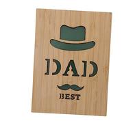 PLAFOPE Wooden Father's Day Greeting Card Lightweight Portable Blessing Card for Dad with Chic Painted Design and Blank Space for Personal Messages Safe Material Father