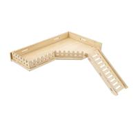 PLAFOPE Wooden Hamster Climbing Ladder Platform with Double-Layer Solid Wood Shelf and Ramp, Small Animal Cage for Guinea Pig, Rat, Chinchilla Habitat Accessories
