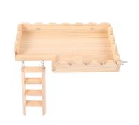 PLAFOPE Wooden Hamster Platform with Ladder for Small Animals, Smooth Edges and Burr-free round Climbing Stand, for Hamster Cage Landscape Décor and Guinea Pig Rest Platform