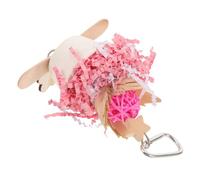 PLAFOPE Wooden Hanging Parrot for Birds with Mental Stimulation and Interactive Experience, Pink Chewing for Parrot Cage, Sturdy for Birds to Encourage Climbing and Biting