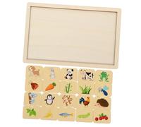 PLAFOPE Wooden Peg Puzzle Educational Animal Matching for Preschool Cognitive Development Hand-eye Coordination Memory Skill Building Wood Material