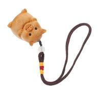 PLAFOPE Wooden Pig Pendant Keychain Chubby Pig Craft Charm for Phone Making Car Hanging Decorative Accessory