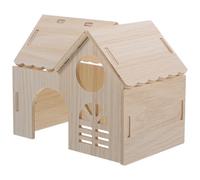 PLAFOPE Wooden Small Pet House for Hedgehog and Dwarf Bunny, Wear-resistant and Beige Hideout Bed for Pet Entertainment and Sleeping, Sturdy Wooden Hamster Hideaway Cabin for Year-round