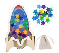 PLAFOPE Wooden Star Reward Jar with Tokens Behavior Motivation Teacher Reward Jar for Classroom and Home to Encourage Positive Habits and Academic Effort