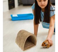PLAFOPE Woven Small Animals Hut Medium Size Sleeping Bed Semi-enclosed Hamster Nest Suitable for Guinea Pigs and Poultry All-season Use