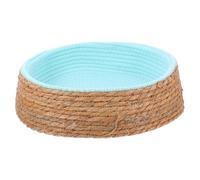 PLAFOPE Woven Wicker Small Dog Bed Natural Grass Pet Nest Comfortable Round Sleeping Mat Warm for Puppies Cats and Small Dogs
