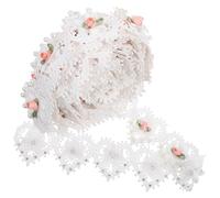 PLAFOPE Yards Vintage White Beaded Lace Trim with Imitation Pearl Embroidery Floral Heart Patterns for Sewing Craft DIY Bridal Dress Decoration