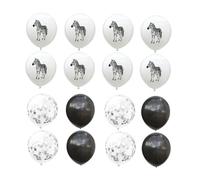 PLAFOPE Zebra Latex Balloons for Birthday Party Decor with Black Plain and Silver Paillette Balloons Thick Material for Celebrations and Festive Backgrounds