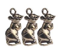 PLAFOPE Zodiac Rat Mouse Shaped Key Rings 3Pcs Set with Bag Hanging Decorations and Car Keychains in Brown Metallic Finish