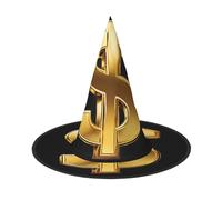 Plagdecna Adjustable Foldable Witch Hat For Women Adults Halloween Party Decoration, Gold Dollar Sign Pointed Wizard Cap, Lightweight Costume Accessory For Cosplay Carnival, 1 PCS