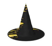 Plagdecna Adjustable Foldable Witch Hat For Women Adults Halloween Party Decoration, Gold White Butterflies Black Pointed Wizard Cap, Lightweight Costume Accessory For Cosplay Carnival, 1 PCS