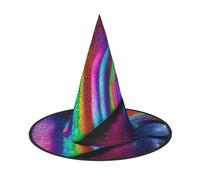 Plagdecna Adjustable Foldable Witch Hat For Women Adults Halloween Party Decoration, Holographic Dreams Pointed Wizard Cap, Lightweight Costume Accessory For Cosplay Carnival, 3 Pcs