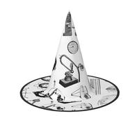 Plagdecna Adjustable Foldable Witch Hat For Women Adults Halloween Party Decoration, Physics Print Pointed Wizard Cap, Lightweight Costume Accessory For Cosplay Carnival, 3 Pcs