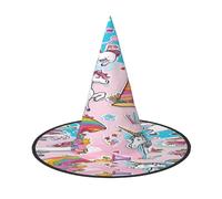 Plagdecna Adjustable Foldable Witch Hat For Women Adults Halloween Party Decoration, Rainbow Pointed Wizard Cap, Lightweight Costume Accessory For Cosplay Carnival, 2 Pcs