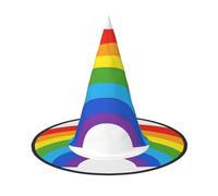 Plagdecna Adjustable Foldable Witch Hat For Women Adults Halloween Party Decoration, Rainbow Print Pointed Wizard Cap, Lightweight Costume Accessory For Cosplay Carnival, 3 Pcs