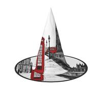Plagdecna Adjustable Foldable Witch Hat For Women Adults Halloween Party Decoration, Red Phone Booth London Street Pointed Wizard Cap, Lightweight Costume Accessory For Cosplay Carnival, 1 PCS