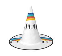 Plagdecna Adjustable Foldable Witch Hat For Women Adults Halloween Party Decoration, Small Rainbow Pointed Wizard Cap, Lightweight Costume Accessory For Cosplay Carnival, 3 Pcs