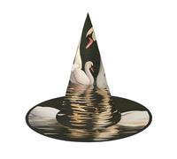 Plagdecna Adjustable Foldable Witch Hat For Women Adults Halloween Party Decoration, Swan Green Leaves Pointed Wizard Cap, Lightweight Costume Accessory For Cosplay Carnival, 1 PCS