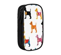 Plagdecna Double Layer Pencil Case for Girls & Boys, Cute Dachshound Dogs Pencil Box, Large Capacity School Supplies Organizer, Durable Oxford Fabric Zippered Stationery Bag for Students Teens