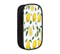 Plagdecna Double Layer Pencil Case for Girls & Boys, Fresh Tropical Lemon Pencil Box, Large Capacity School Supplies Organizer, Durable Oxford Fabric Zippered Stationery Bag for Students Teens